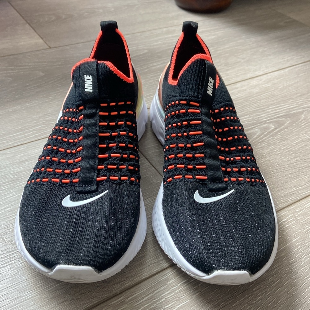 Nike Women’s Slip-On Knit Trainers — Black, Orange & White - Picture 7 of 8